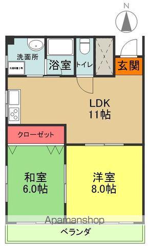 森谷マンション(2LDK/3階)の間取り写真