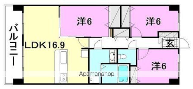 VENT VERDE HILLSIDE(3LDK/3階)の間取り写真