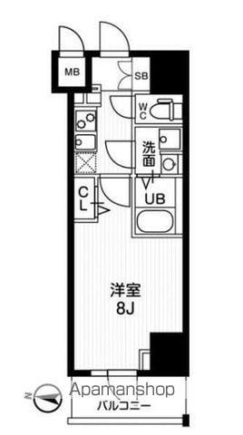 ジェノヴィア両国Ⅳスカイガーデン(1K/3階)の間取り写真