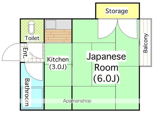 中央マンション(1K/2階)の間取り写真