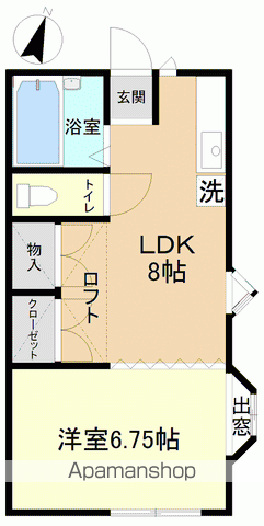 ふなかたハイツA(1LDK/2階)の間取り写真