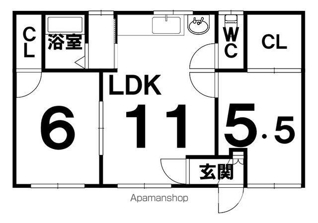 根室本線 札内駅 徒歩16分 1階建 築37年(2LDK)の間取り写真
