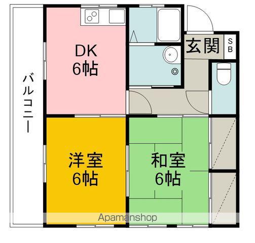 伊予鉄道横河原線 福音寺駅 徒歩15分 2階建 築52年(2DK/2階)の間取り写真