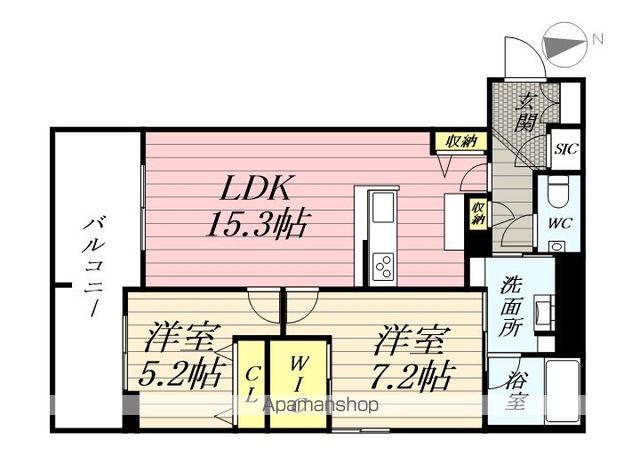 ゼフィールメゾンプレミア緑園(2LDK/2階)の間取り写真