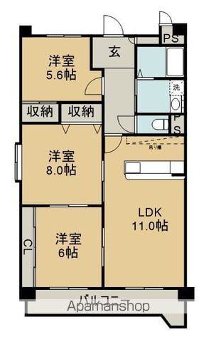 サニーコート清城(3LDK/4階)の間取り写真