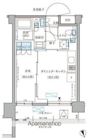 パークアクシス文京本郷(1DK/2階)の間取り写真