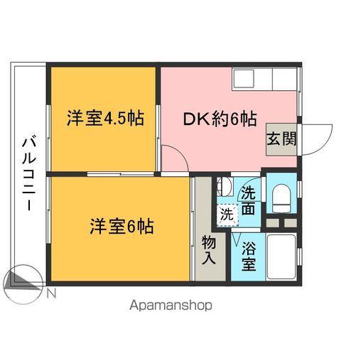 宮岡第1パナハイツ(2DK/2階)の間取り写真