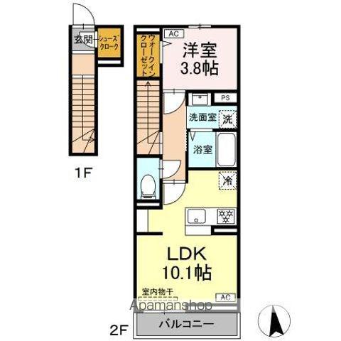 CASTLE HILLS Y(1LDK/2階)の間取り写真