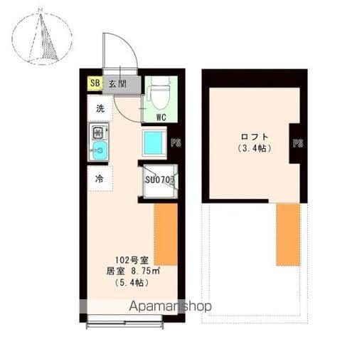 ハーモニーテラス東新町Ⅱ(ワンルーム/2階)の間取り写真