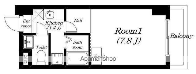 ディアコート瀬田駅前(1K/4階)の間取り写真