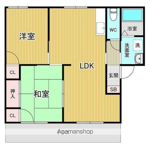 リビエル本町(2LDK/1階)の間取り写真