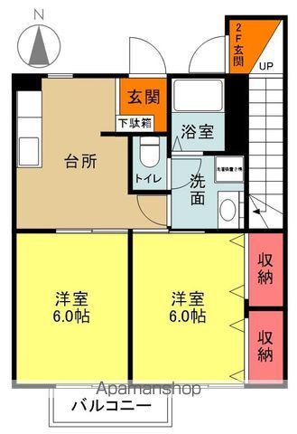 シガハイツⅩⅠ(2DK/1階)の間取り写真