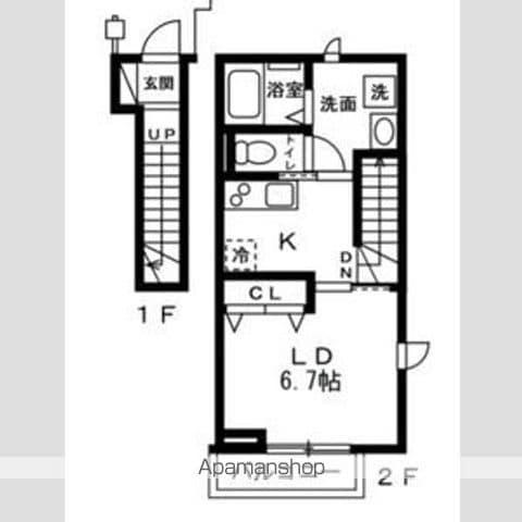 仮国分寺市富士本1丁目(1K/2階)の間取り写真