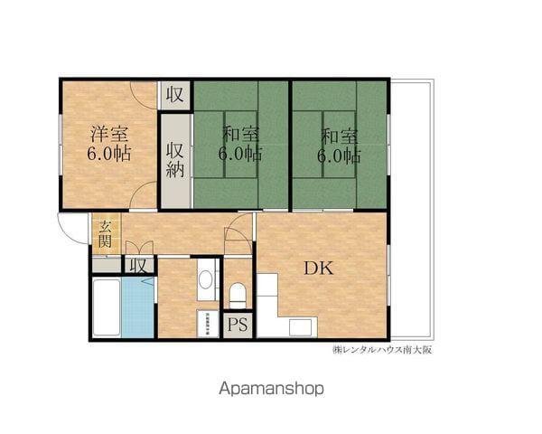 ハイツ大善(3DK/5階)の間取り写真