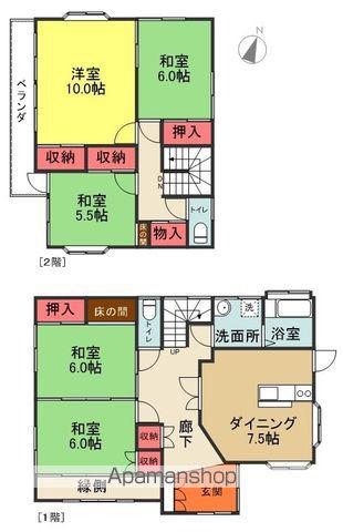 常磐線 勿来駅 バス乗車時間:8分 潮見台バス停で下車 徒歩4分 2階建 築33年(5DK)の間取り写真