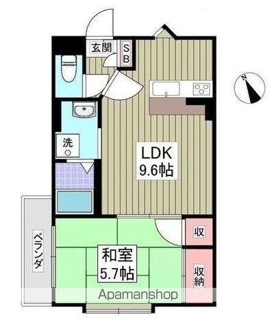 ランドール坂戸(1LDK/5階)の間取り写真