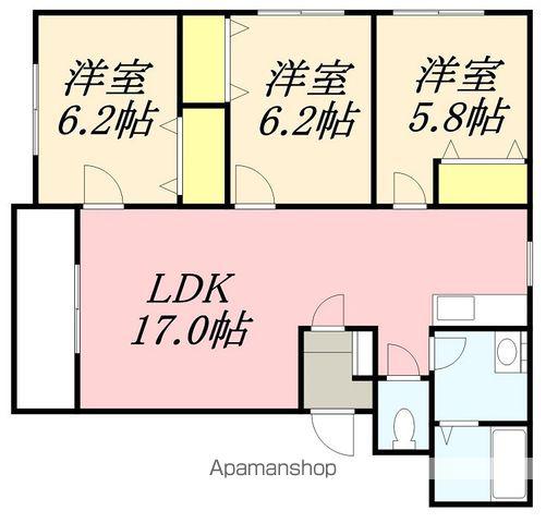 グランメール本通Ⅰ(3LDK/3階)の間取り写真