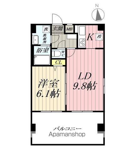 アーバハイツ六町環七北通(1LDK/7階)の間取り写真
