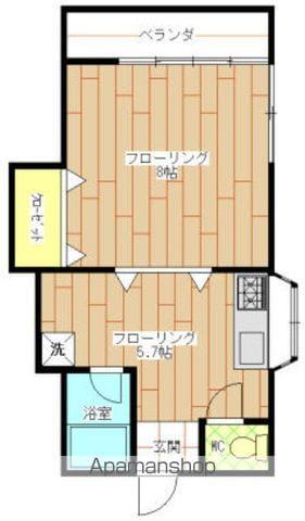 ハイツK(1DK/2階)の間取り写真