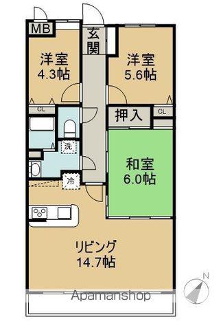 ダイアパレスウエストシティ四季の杜(3LDK/12階)の間取り写真