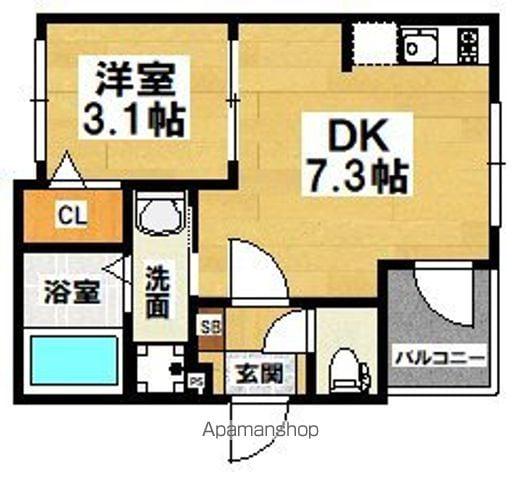 STARLIGHT STUDIOS(1DK/2階)の間取り写真