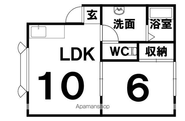 るんるんハイツ2(1DK/2階)の間取り写真