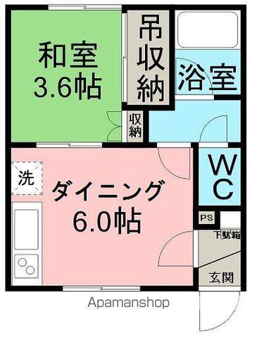 シュロス緑ヶ丘(1DK/1階)の間取り写真