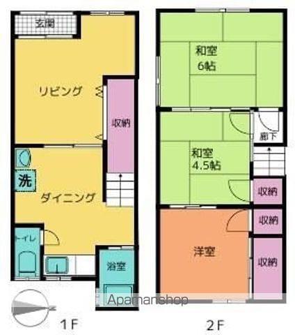 西武鉄道新宿線 武蔵関駅 徒歩6分 2階建 築56年(3LDK)の間取り写真