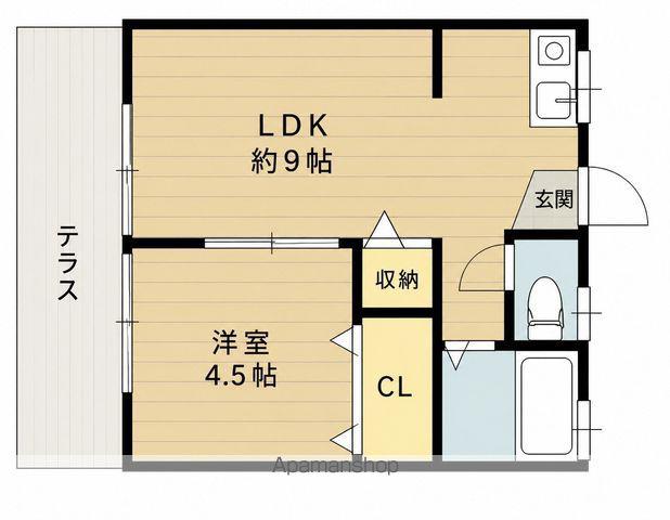 M3ハイツ(1LDK/1階)の間取り写真