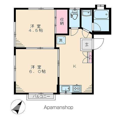 Tハウス(2K/1階)の間取り写真