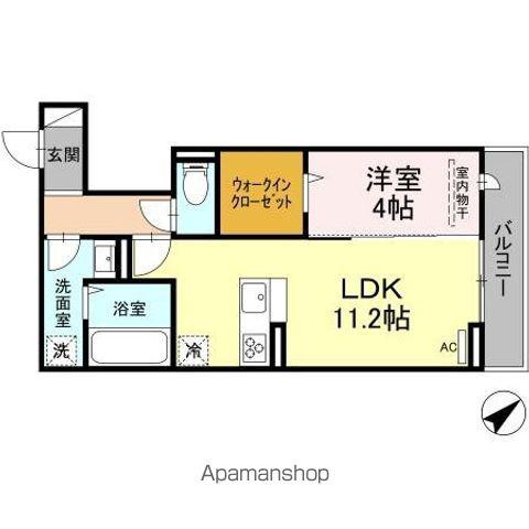 D-ROOM沖野上Ⅱ(1LDK/3階)の間取り写真
