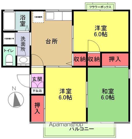 スカイコーポST A棟(3DK/2階)の間取り写真