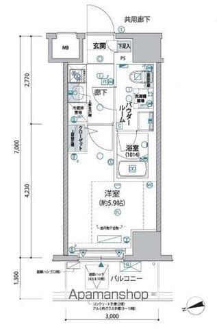 ヴァローレ松戸フィーロ(1K/2階)の間取り写真