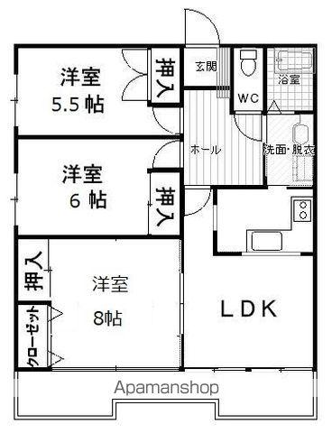 ゆたかビル(3LDK/4階)の間取り写真