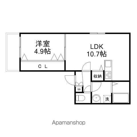 オルビスタ健軍(1LDK/2階)の間取り写真
