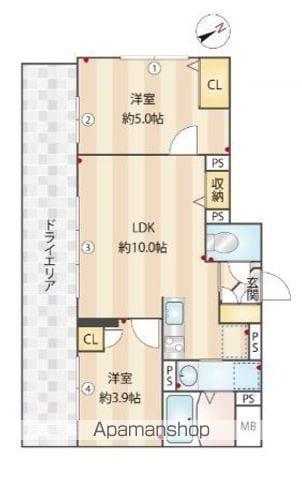 HJクラウンⅡ(2LDK/B1階)の間取り写真