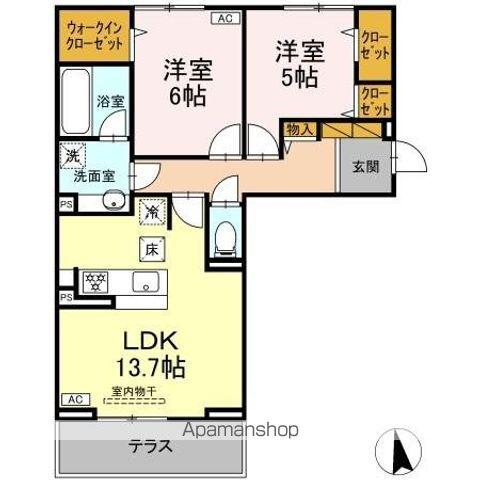 フリージア II(2LDK/1階)の間取り写真