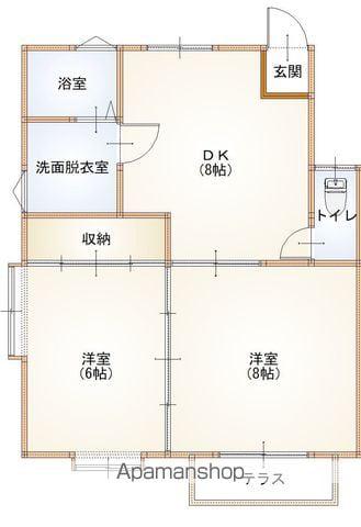 イーストハウスⅠ(2DK/1階)の間取り写真