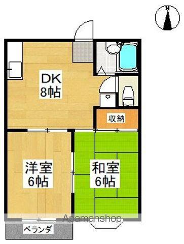 ヴィレッジニューハウンC棟(2DK/2階)の間取り写真