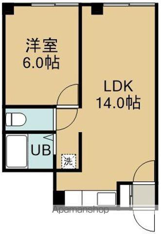 ヒルトン函館新川(1LDK/3階)の間取り写真