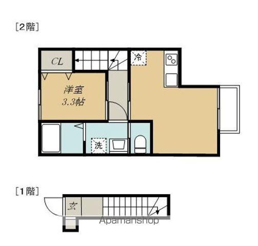 シエル宮町2(1LDK/2階)の間取り写真