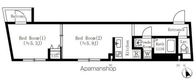 CREATIF池袋本町(1LDK/4階)の間取り写真