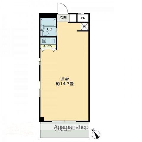 ビブラン宇多津(ワンルーム/2階)の間取り写真