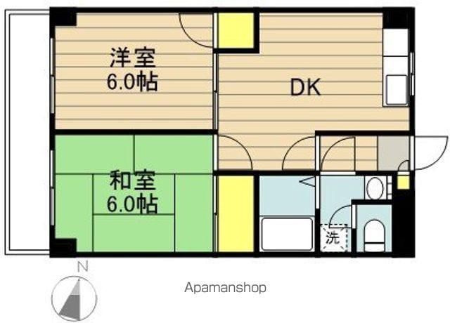ファベール西浦和Ⅰ(2DK/4階)の間取り写真