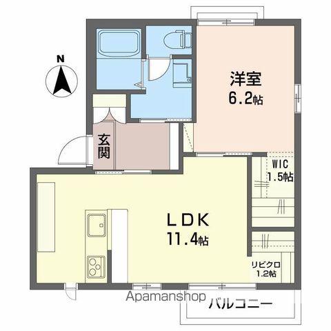 グランドソレイユB(1LDK/2階)の間取り写真