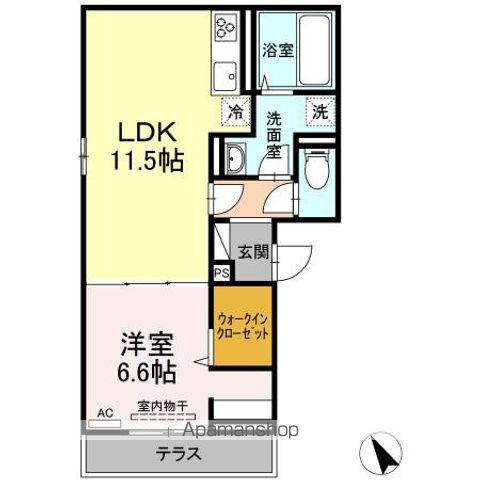 モンマルトルⅢ(1LDK/1階)の間取り写真