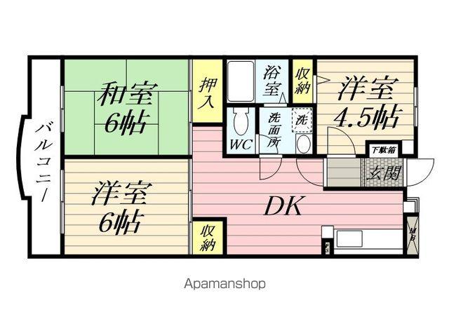 りぶいんしらゆり星1(3DK/1階)の間取り写真