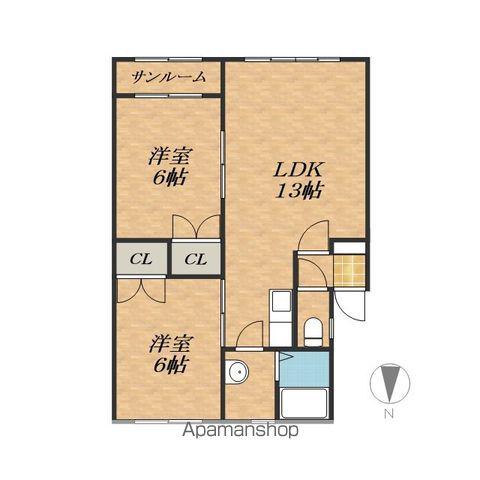 カームハイツB(2LDK/1階)の間取り写真