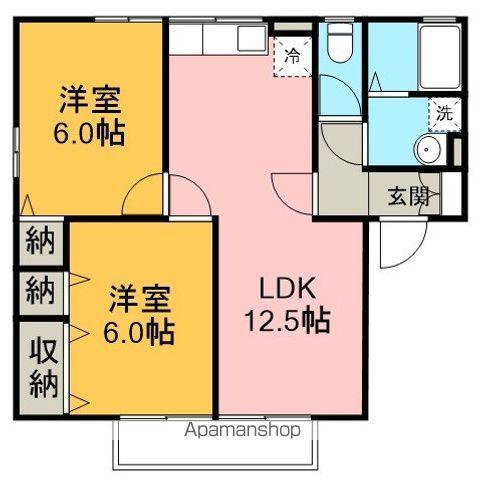 シャンエピナールA棟(2LDK/2階)の間取り写真