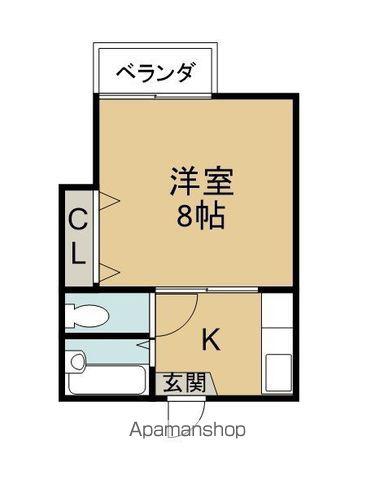 スカーラ2(1K/1階)の間取り写真
